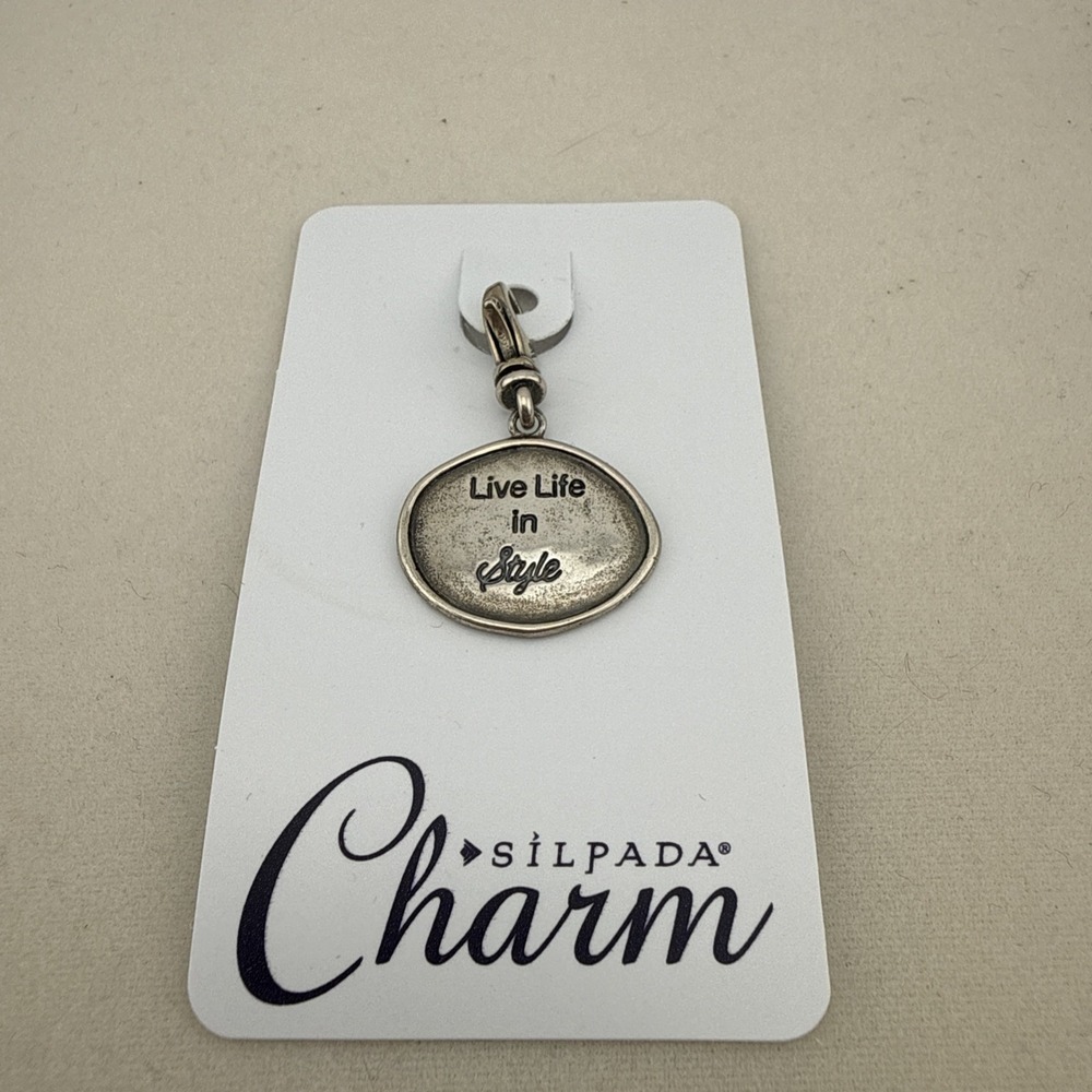 Silpada Sterling Silver C2575 Live Life In Style Charm‎ Lobster Clasp New Signed